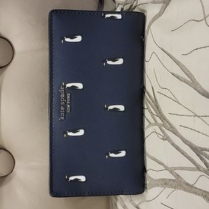 Kate Spade Cameron Penguin Large Slim Bifold Wallet NEW!!